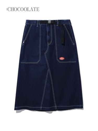 chocoolate女装纯色半身裙2023夏季新品工装风a字中长裙9508x