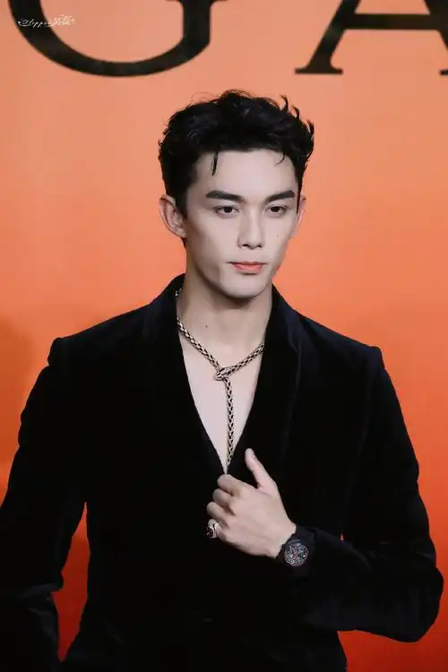 吴磊超话·#吴磊黑色丝绒西装造型#220824 宝格丽月色皎皎 街角的玫瑰