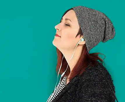 女人,听,风景,年轻,头像,音乐,耳机