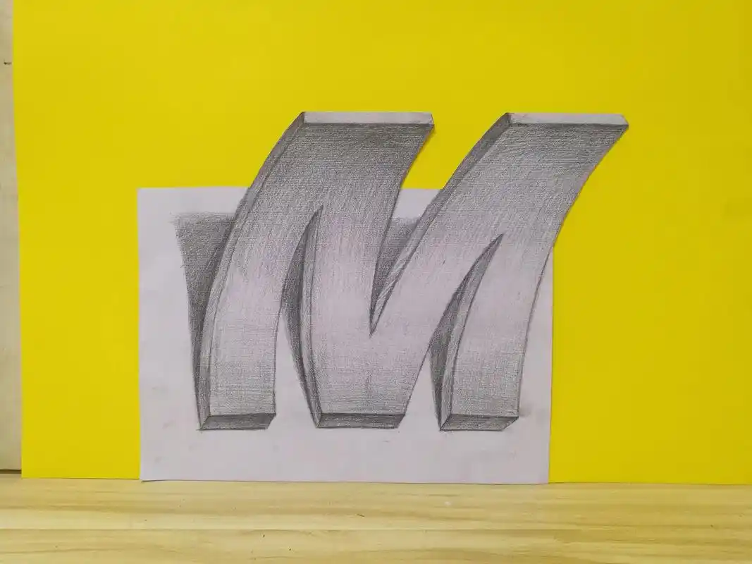 补2022/9/17日《m字 3d立体画》素描 - 抖音