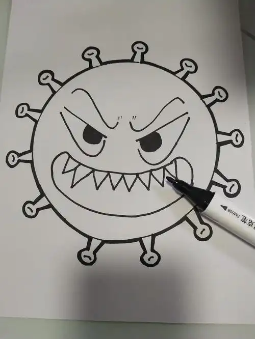 手绘"新型冠状病毒"