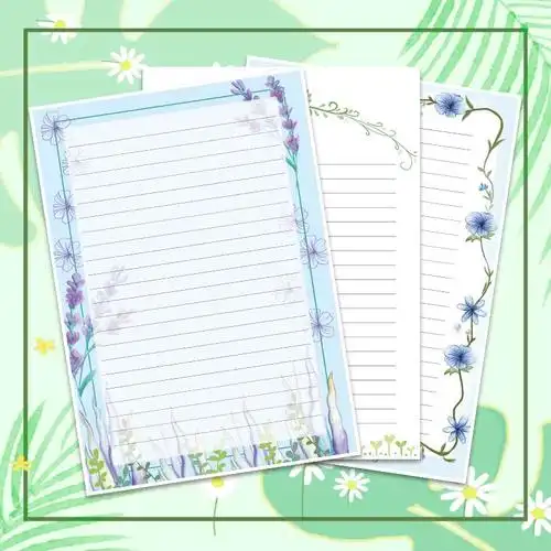 a4彩色花边横线信稿纸好看简约小清新碎花文艺单面可打印