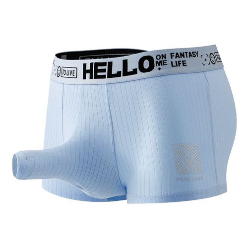 新款男士棉质内裤男生枪弹分离大象平角裤性感阴囊分仓纯色中腰裤