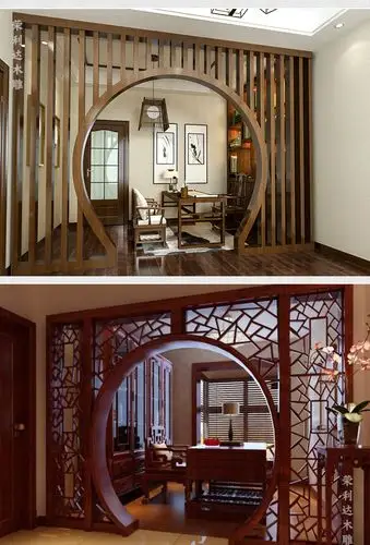 月亮门拱门圆洞门玄关隔断中式屏风仿古落地罩酒楼茶楼餐厅月洞门