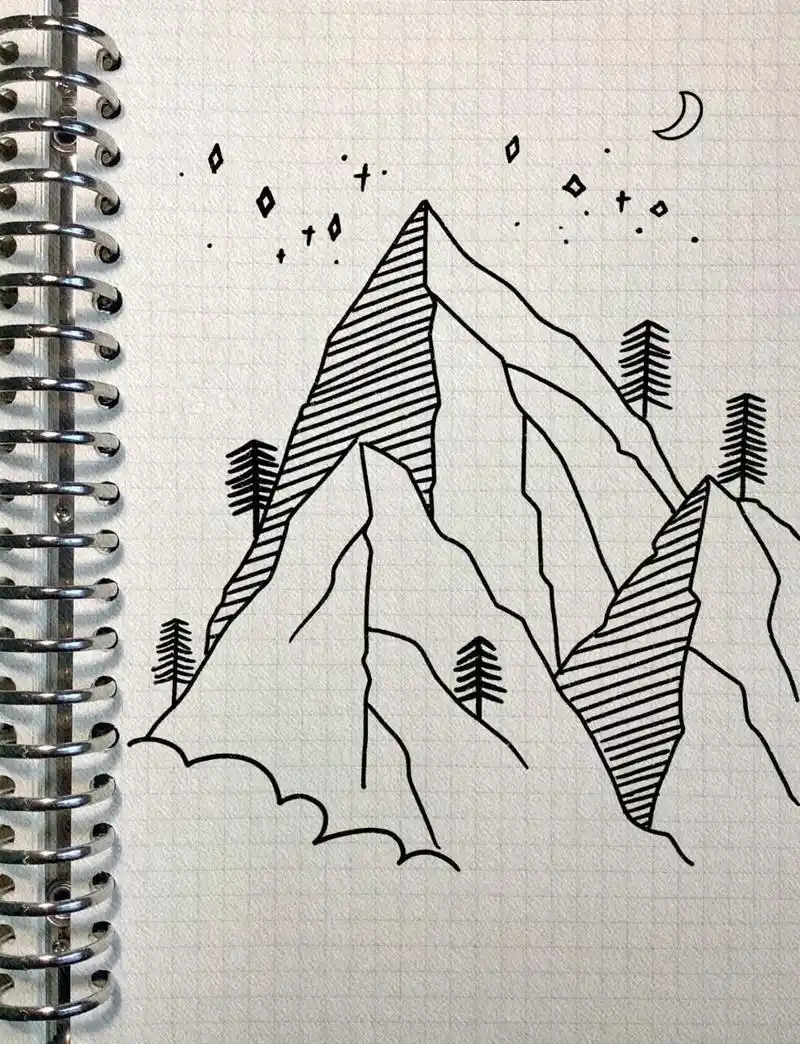 风景简笔画分享(59)山树云(内有过程)