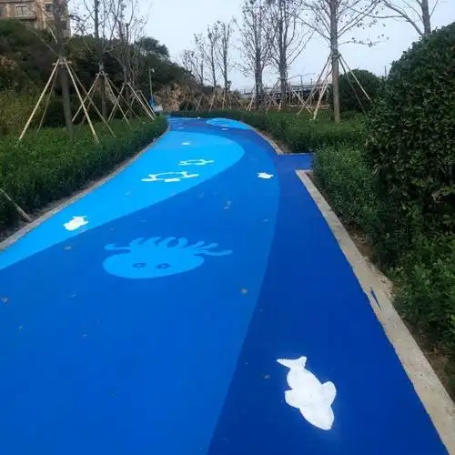 彩色公园小路 沥青施工 彩色人行道 颜色鲜艳持久