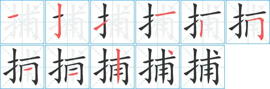 捕字笔顺