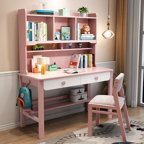 实木书桌儿童初中生学习桌纯实木双人作业桌松木简单小尺寸写字桌