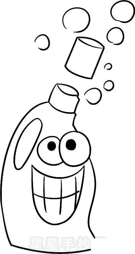 洗洁精简笔画卡通