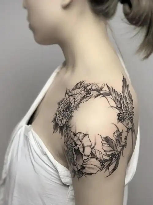 肩头花环_纹身图案手稿图片_晓鹏的纹身作品集