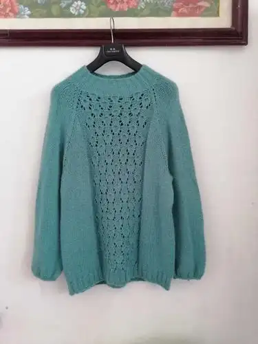 从上往下织女士棒针水滴花样插肩袖套头毛衣-编织教程-编织人生