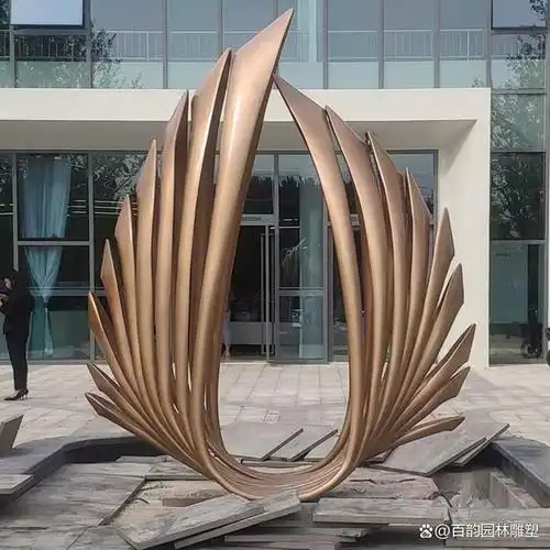 不锈钢抽象翅膀雕塑,园林景观雕塑