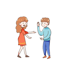 两个讨论对话的卡通人物