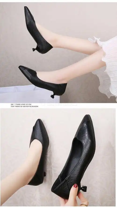 3厘米3cm三公分矮低细跟高跟鞋女士小跟单鞋工作鞋5cm职业上班鞋米色