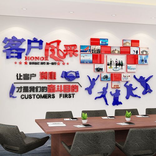 客户见证照片墙业绩榜墙贴公司励志标语销售办公室文化墙员工风采