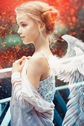 美丽的天使女孩,翅膀,火花 iphone 壁纸