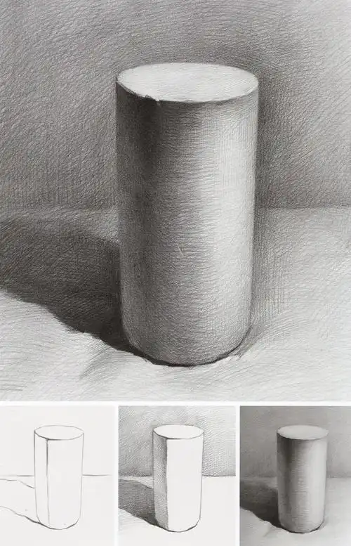 圆柱体素描四步骤图片适合初学者临摹_素描自学网