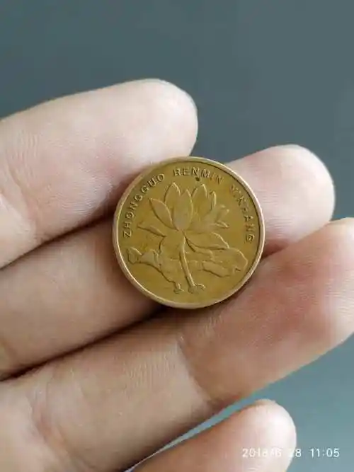 【2993】荷花五角2006年天然包浆币一枚,美品