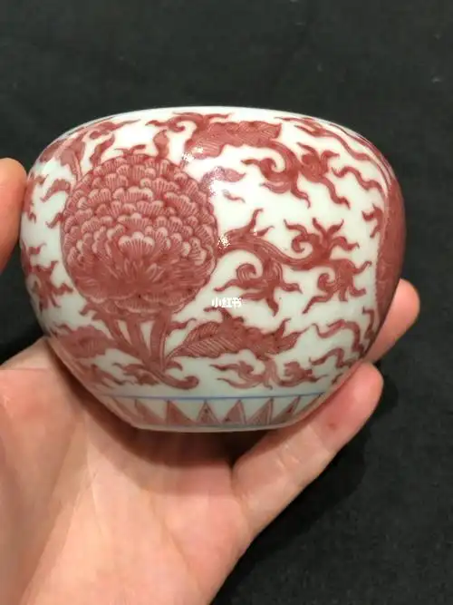 清康熙釉里红花卉纹苹果尊