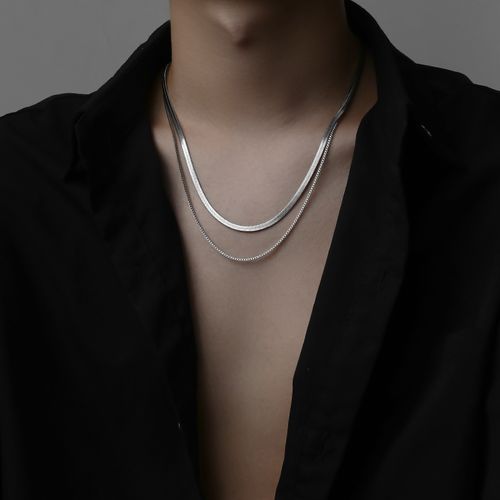 锁骨禁欲项链男潮小众高级夏季双层蛇骨简约项链