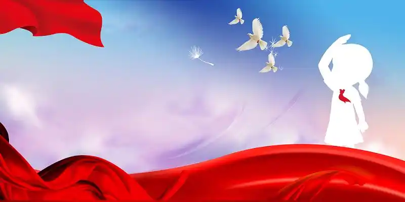 蓝色卡通儿童向国旗敬礼展板背景