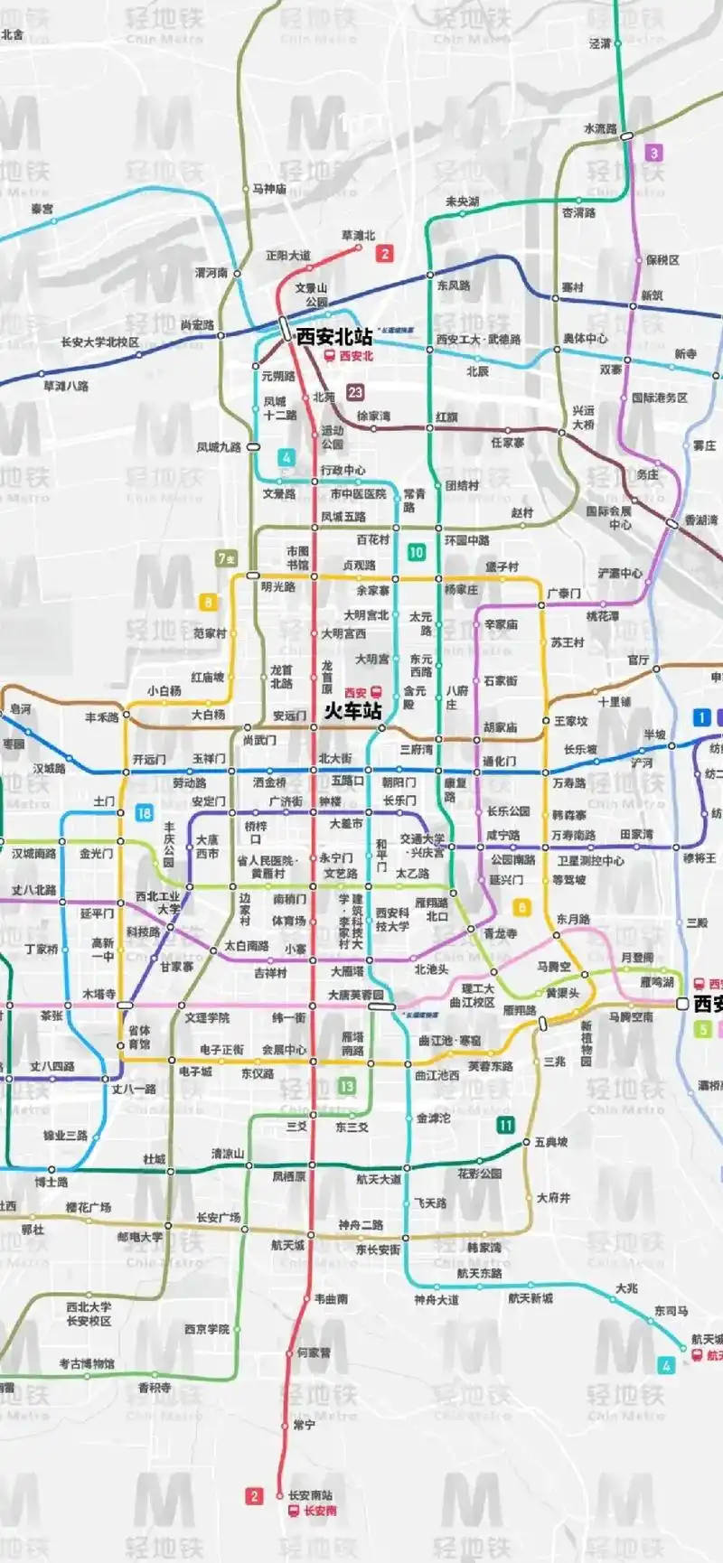 最新西安地铁远期规划图2030, 看看有哪条线经过你家