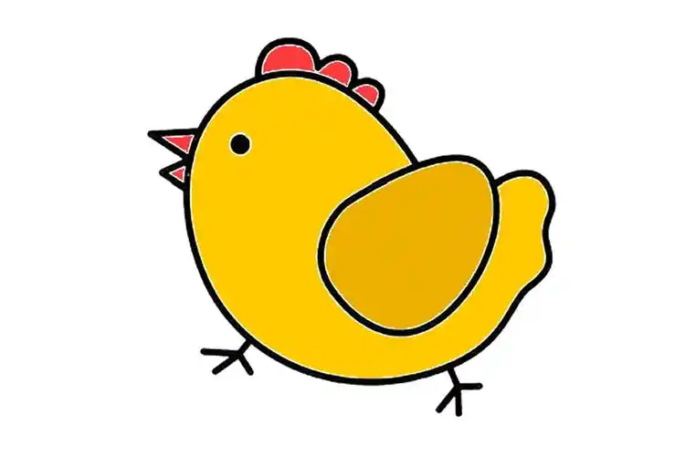 一只小黄鸡简笔画画法步骤