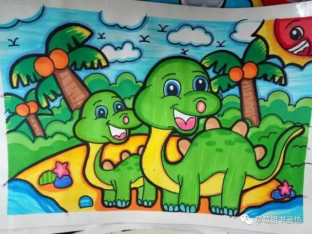 教程|儿童创意水粉画《恐龙》