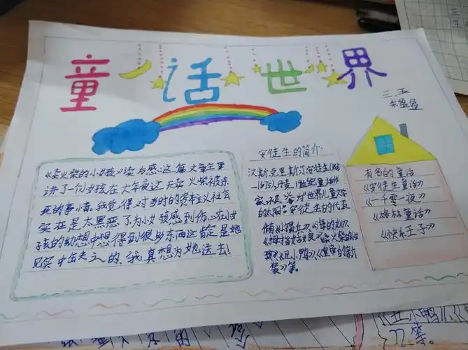 三五班走进《童话世界》手抄报展评