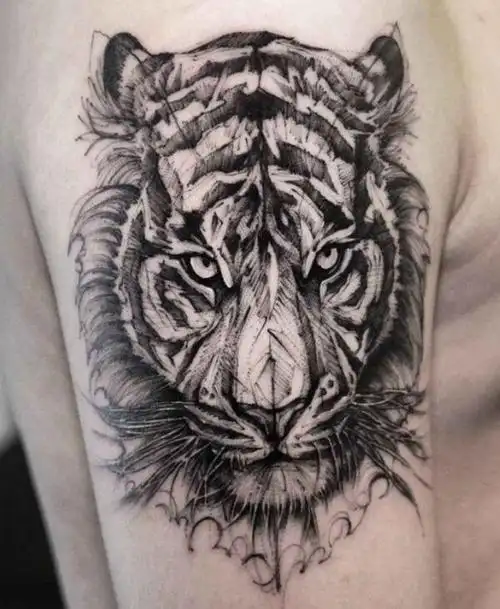 小臂老虎纹身手稿3