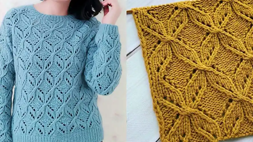 镂空四叶草花织毛衣很靓丽图解分享