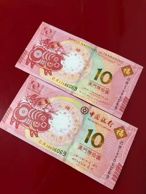生肖纪念钞一对,2019年属猪年哦,现拍猪年纪念钞