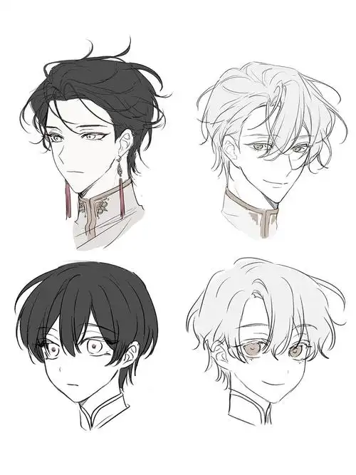 不同类型角色发型绘画素材参考