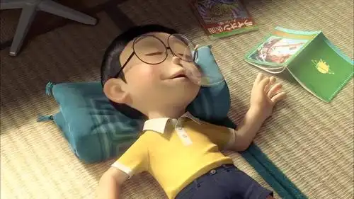 哆啦a梦头上蹲只小鸡大雄与哔啵合体也太萌了真是可爱