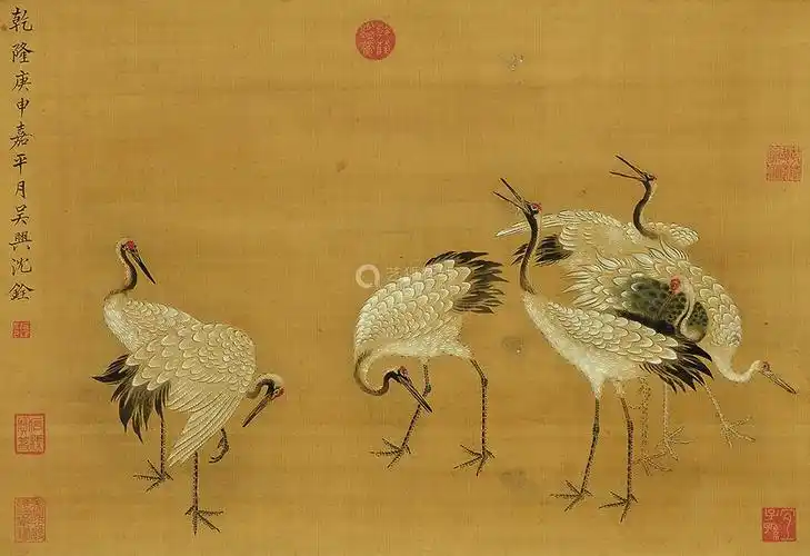 沈铨 仙鹤图 立轴 绢本