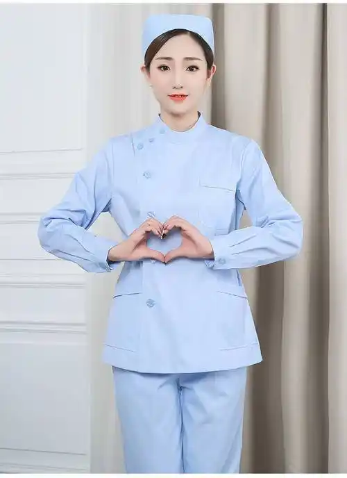 可开票护士服女套装长袖牙科短袖短款两件分体冬季口腔粉蓝色护工工作