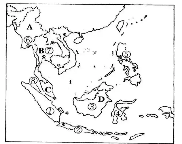 东南亚地图简笔画