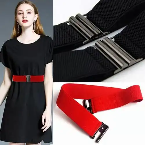 连衣裙腰带秋冬新款松紧弹力女士宽腰带装饰布料配连衣裙子收腰显瘦