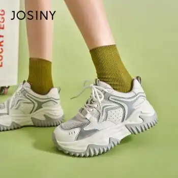 【卓诗尼老爹鞋】卓诗尼休闲鞋女时尚百搭厚底透气老爹鞋圆头系带学生