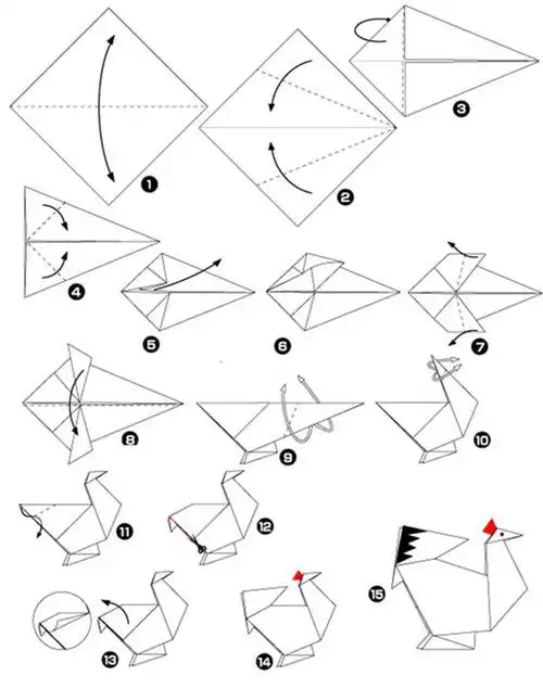 小公鸡的手工折纸图解
