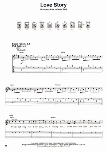 泰勒的love story 吉他六线谱(弹唱的)