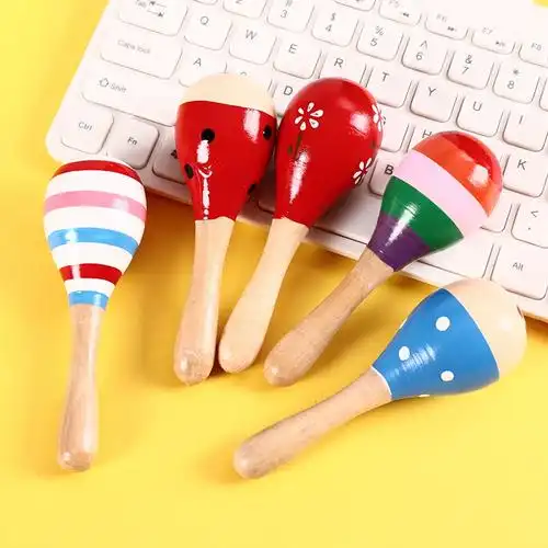 木制彩色沙响棒大沙锤沙球筒手摇乐器婴幼儿童宝宝早教益智玩具