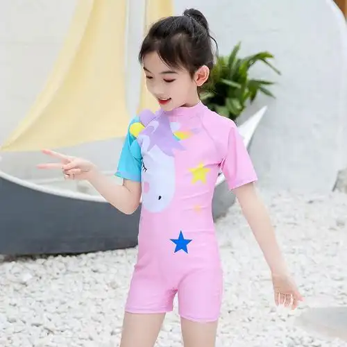 泳衣套装连体女童儿童大中小童公主学生卡通可爱游泳衣温泉小孩子穿的