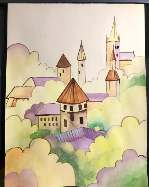 12100城堡水彩画