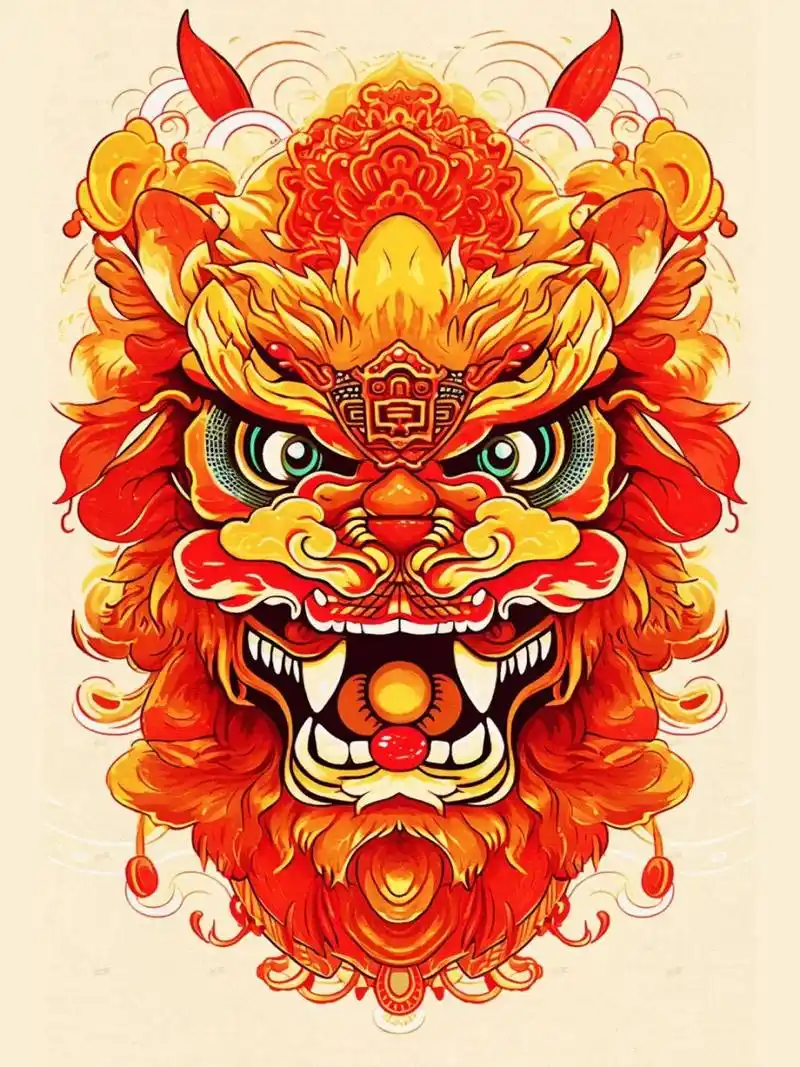 醒狮一舞 吉星高照 #画画的日常# #醒狮# #国风醒狮# #国风# #绘画