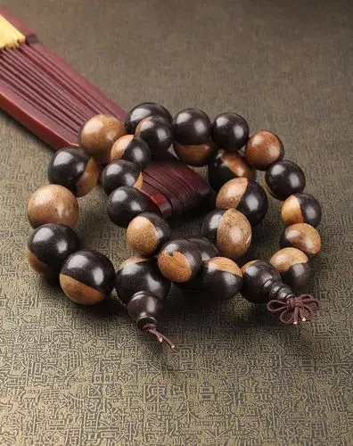 天然紫光檀阴阳木情侣手珠