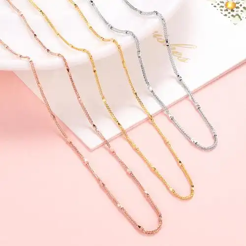 黛慕妮 圆柱肖邦链18k金项链彩金项链白金玫瑰金项链