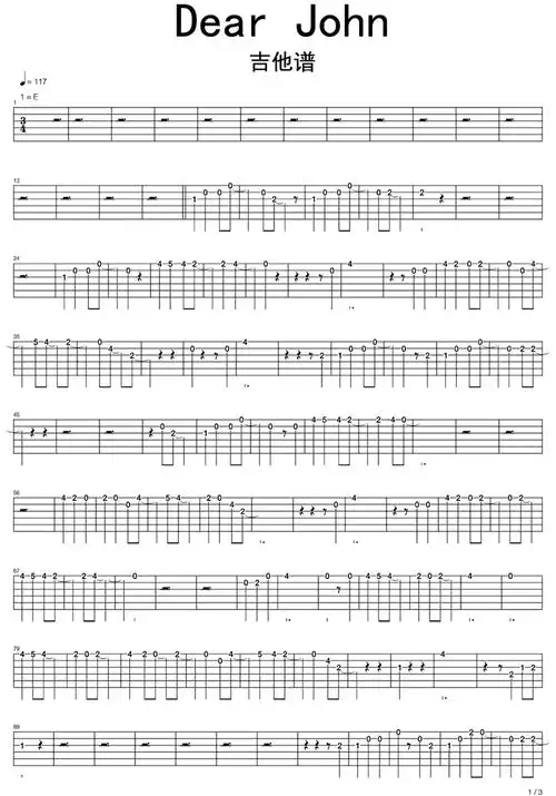 dearjohn吉他谱