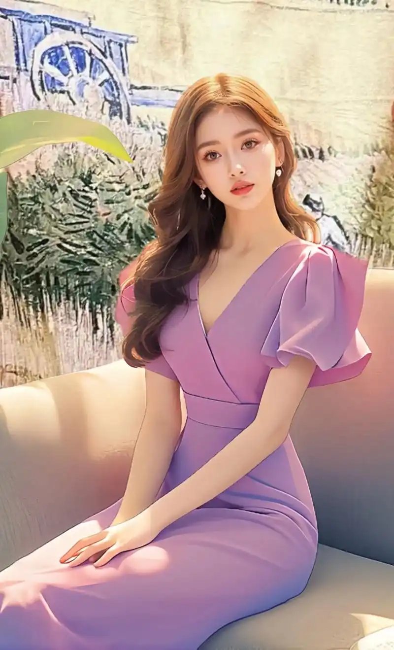 夏季新款法式赫本风高端洋气正品高级感端庄气质紫色收腰连衣裙女