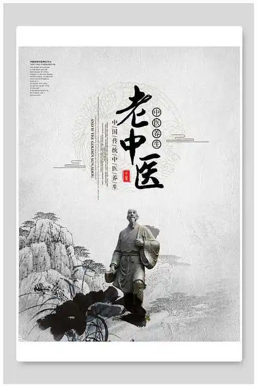 中华传统老中医中医理疗中式海报